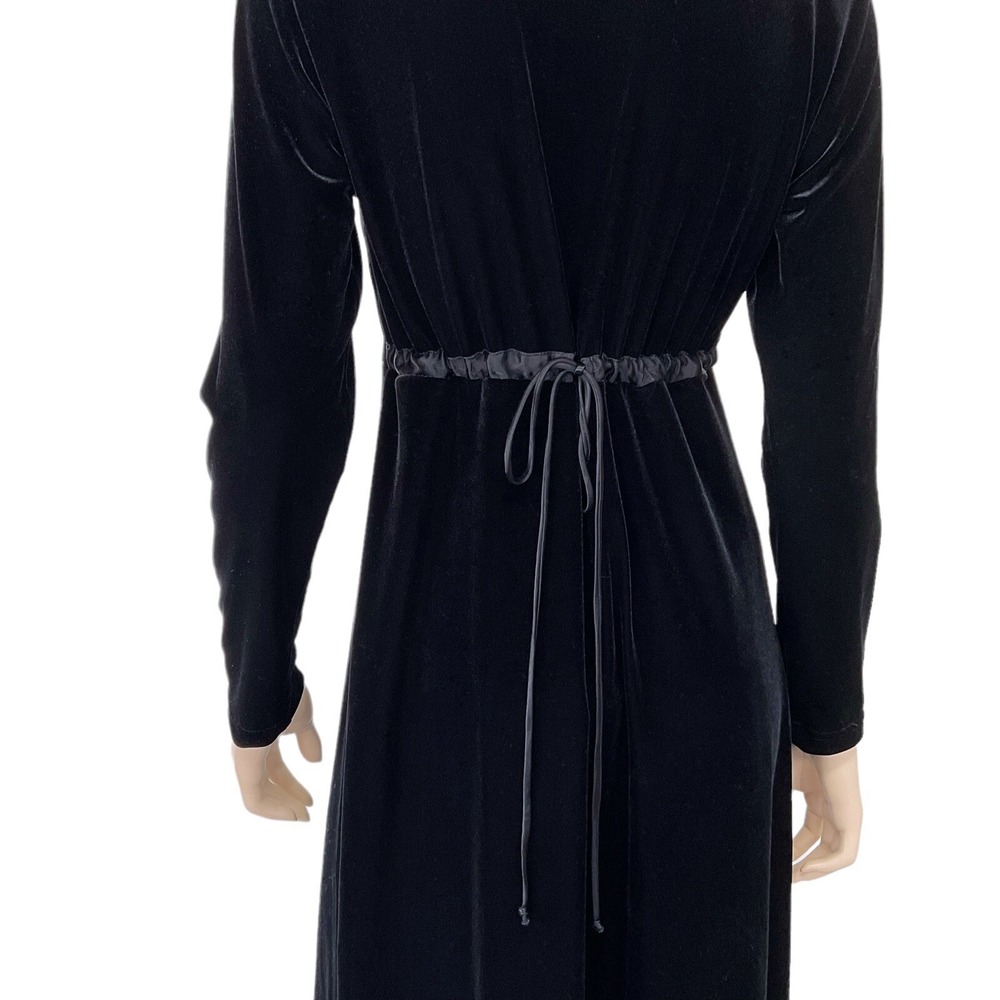 Caren Desiree Co Maxi Dress Women Size 10 Black Long Sleeve Velour Long Vintage - Picture 6 of 7